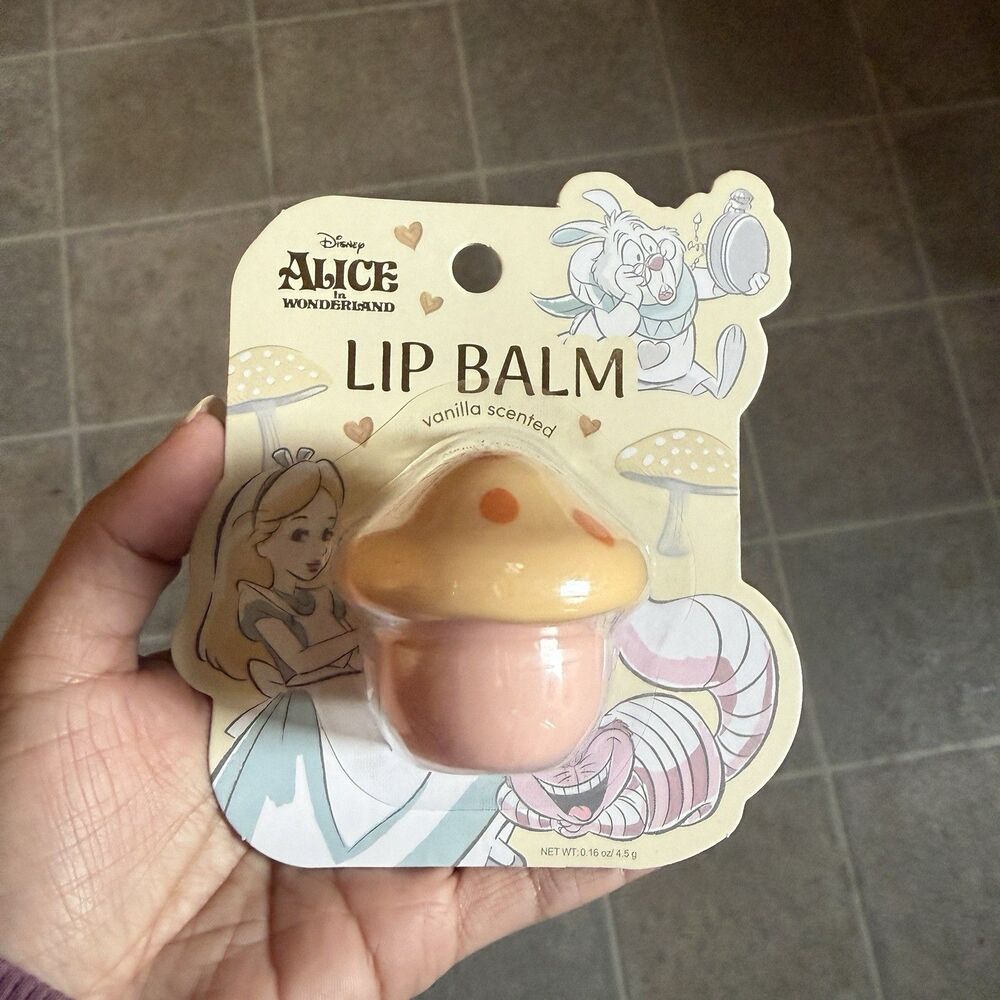disney alice in wonderland Lip Balm Vanilla Mushroom Gift Rare Unique New Nip